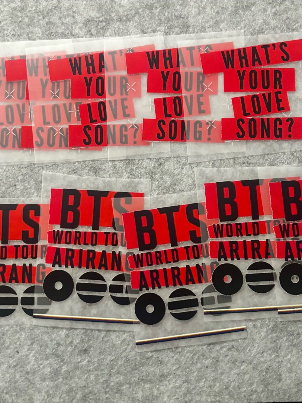 10 DIY BTS World Tour Arirang and - "What's Your Love Song?" Heat Transfer Film